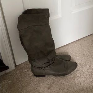 Grey leather boots